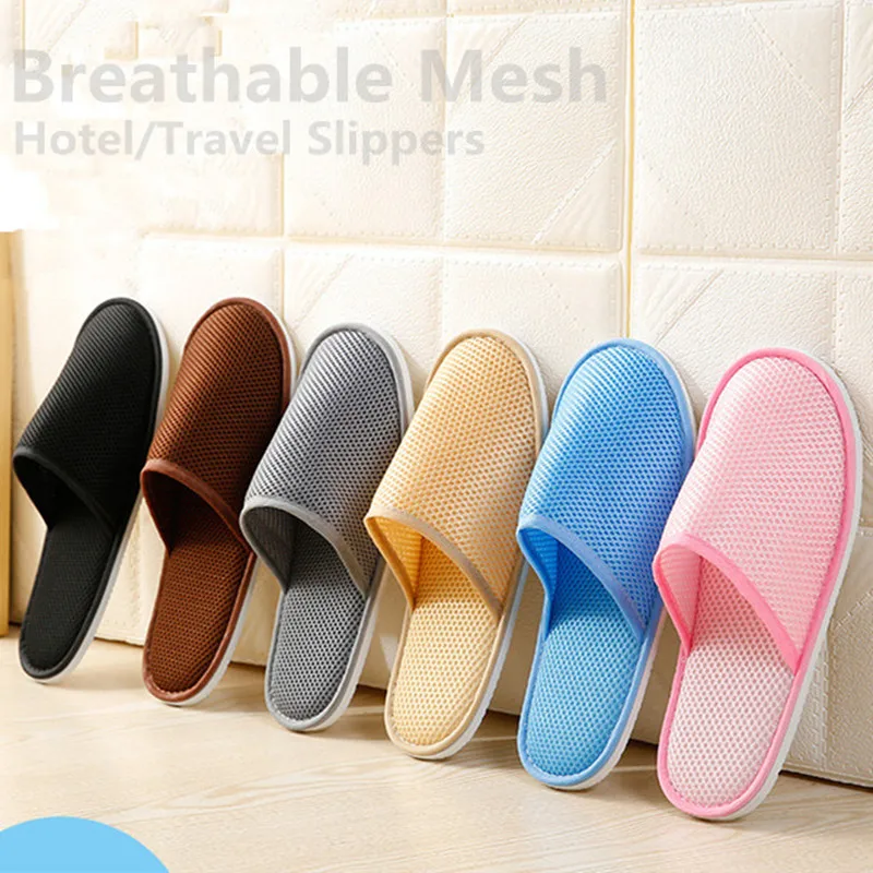 5Pairs/Lot Men Women Kids Disposable Slippers Hotel Close Toe Slides Non-slip Travel Indoor Spa Guest Slipper Light Portable