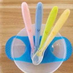 10Pcs 15.8Cm Infant Children Baby Silicone Soft Spoon Training Correction Feeding Meal Practice Food Water Milk Spoon