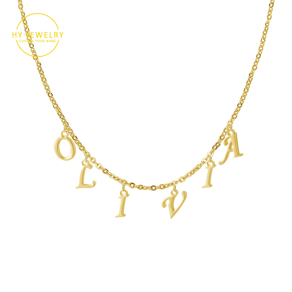 Custom Name Necklace Personalized Names Necklace Dangle Letter Choker Gold Stainless Steel Pendant Dainty Jewelry For Women Gift