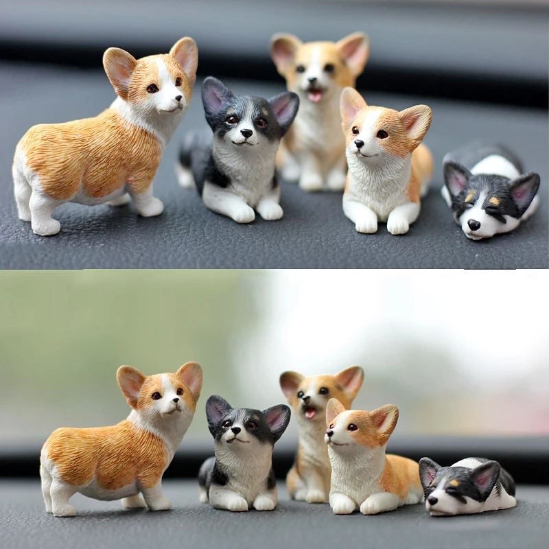 Miniature figurine model mini animal Corgi dog simulation dog resin figure for kids home decoration accessories children gifts