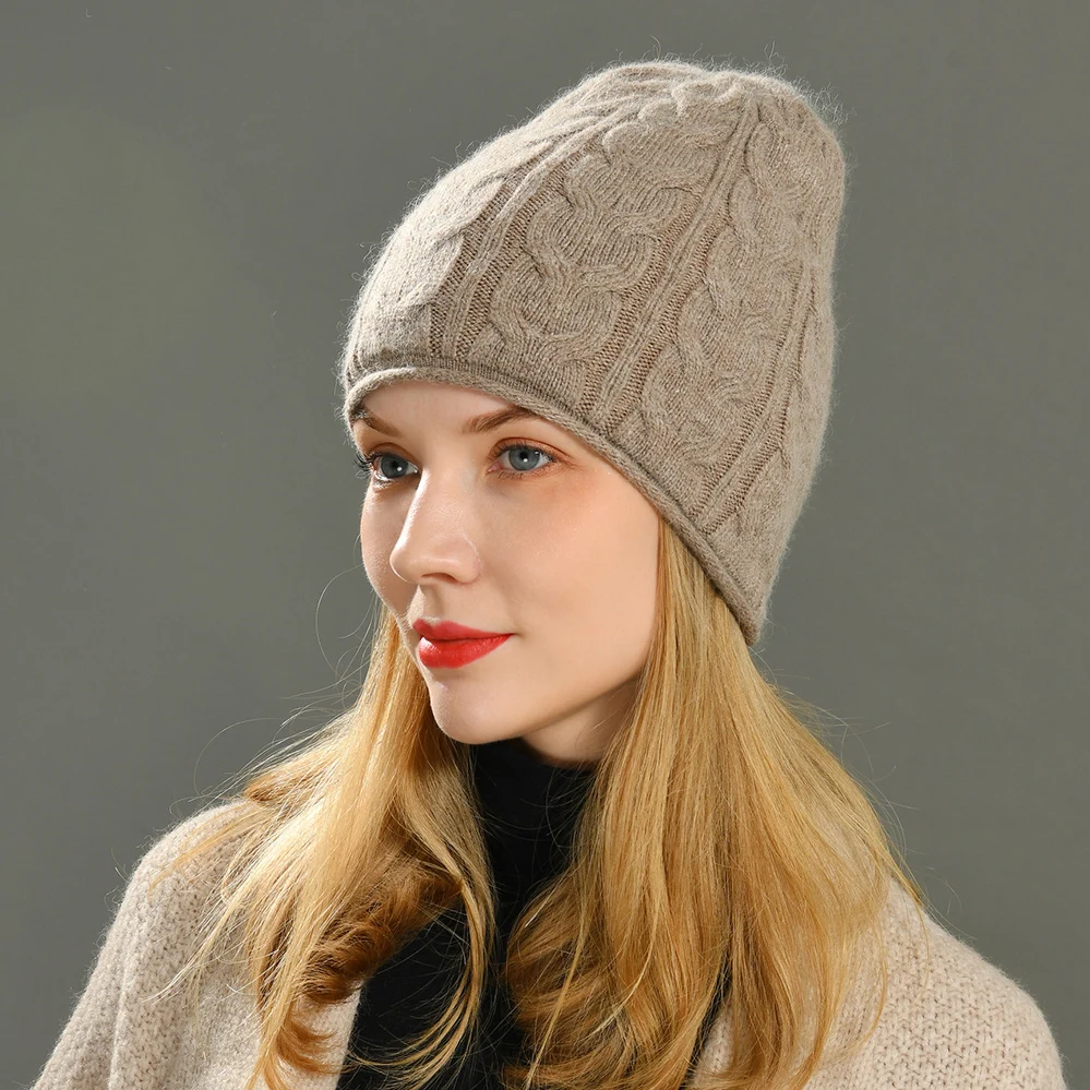 Jxwatcher New Autumn Winter Hat Twist Double Layer Women Soft Cashmere Beanies Fashion Warm Wool Knitted Bonnet Wholesale Female