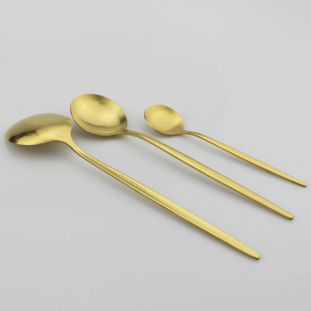 36Pcs Blue Gold Matte Flatware Cutlery Set Stainless Steel Dinnerware Set Tableware Dessert Fork Coffee Spoon Silverware Set