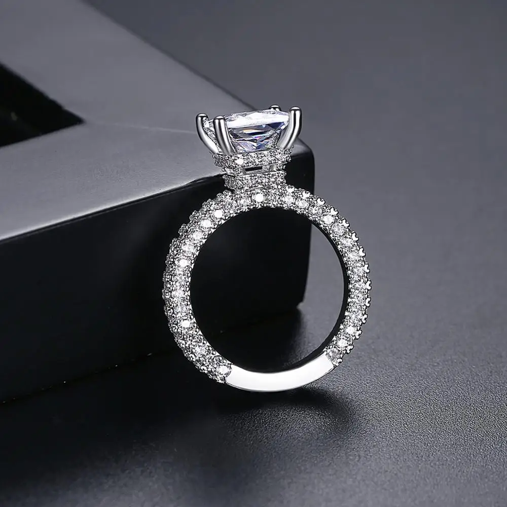 LUOTEEMI 2022 New Trendy Square CZ Stone Wedding Bridal Fashion Ring for Women Full Cz Paved Girl Engagement Marriage Rings