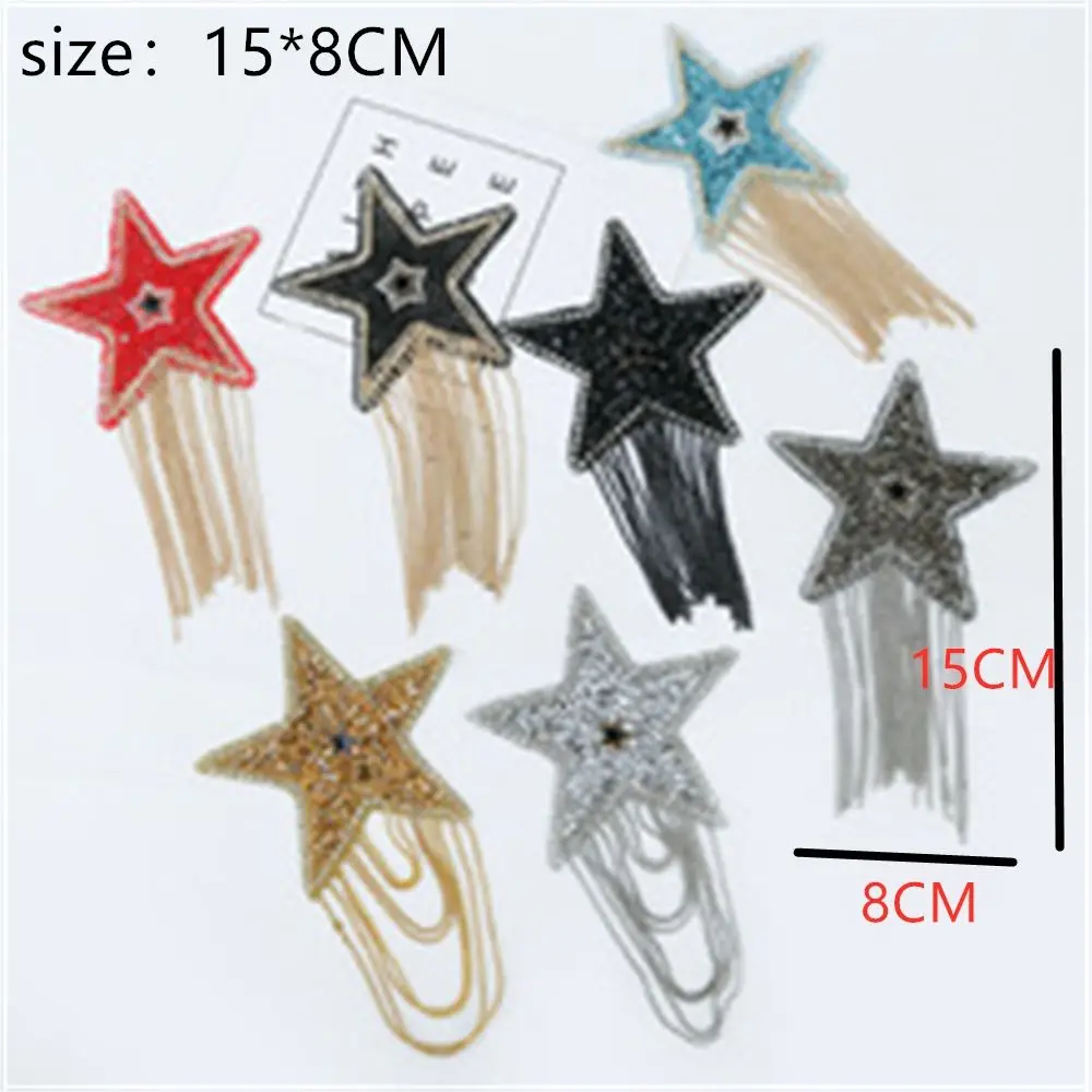 Five-pointed Star Pattern Sequined Sparkling Rhinestone Iron-on Patches Embroidery Clothes Appliques Clothing Accessaries