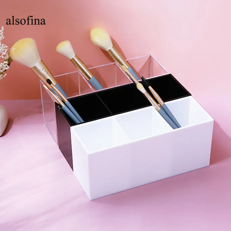 

3 Slots Table Makeup Nail Art Brush Holder Cosmetics Storage Box Organizer Case Brushes Organizer Make Up Tools Home Storage