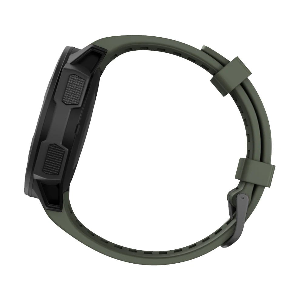 Breathable Silicone Strap For Garmin Instinct/Esports/Tactical/Tide Solar Black Steel Buckle Band Smart Watch Replacement Wrist