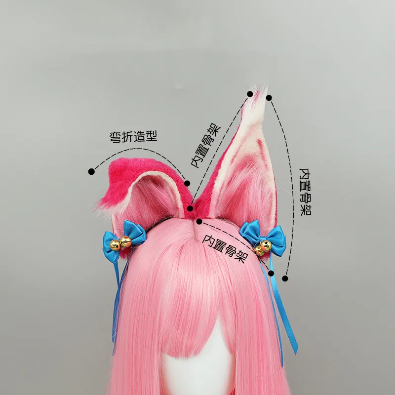 Handmade Adjustable Cosplay LOL Red White Fox Ears Headband Simulation Fluffy Plush Animal Hair Hoop Kawaii Anime Accessories