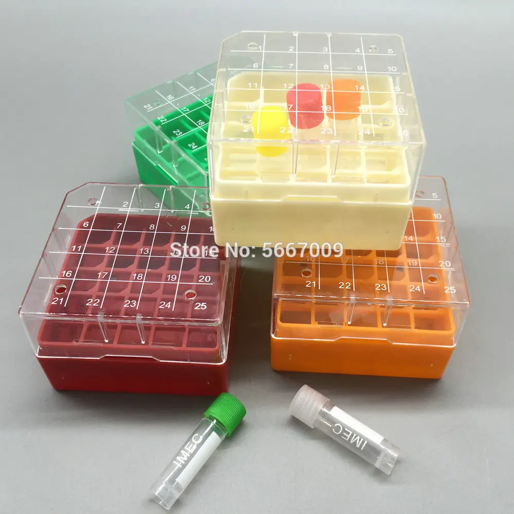 1piece 1.8/2ml PC material frozen tube box lab Cryo tube storage rack freezing tube holder 25/81/100 Vents