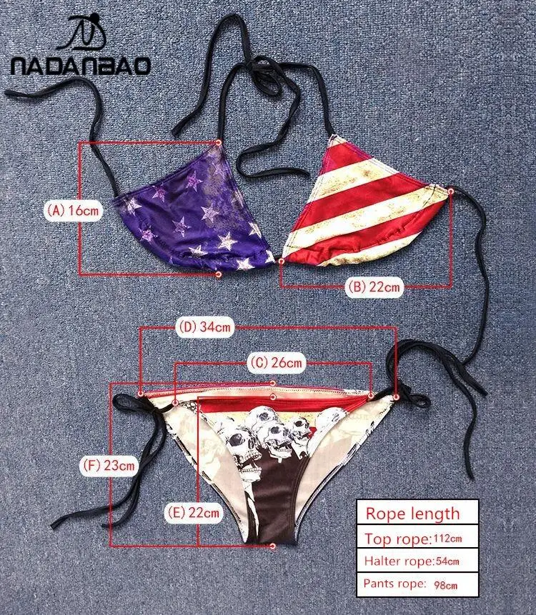 Nadanbao Bikini Mujer Badmode Vrouwen Badpak Badmode 3d Spanje Vlag Bedrukt Micro Bikini Set Zomer Strandkleding Badpak