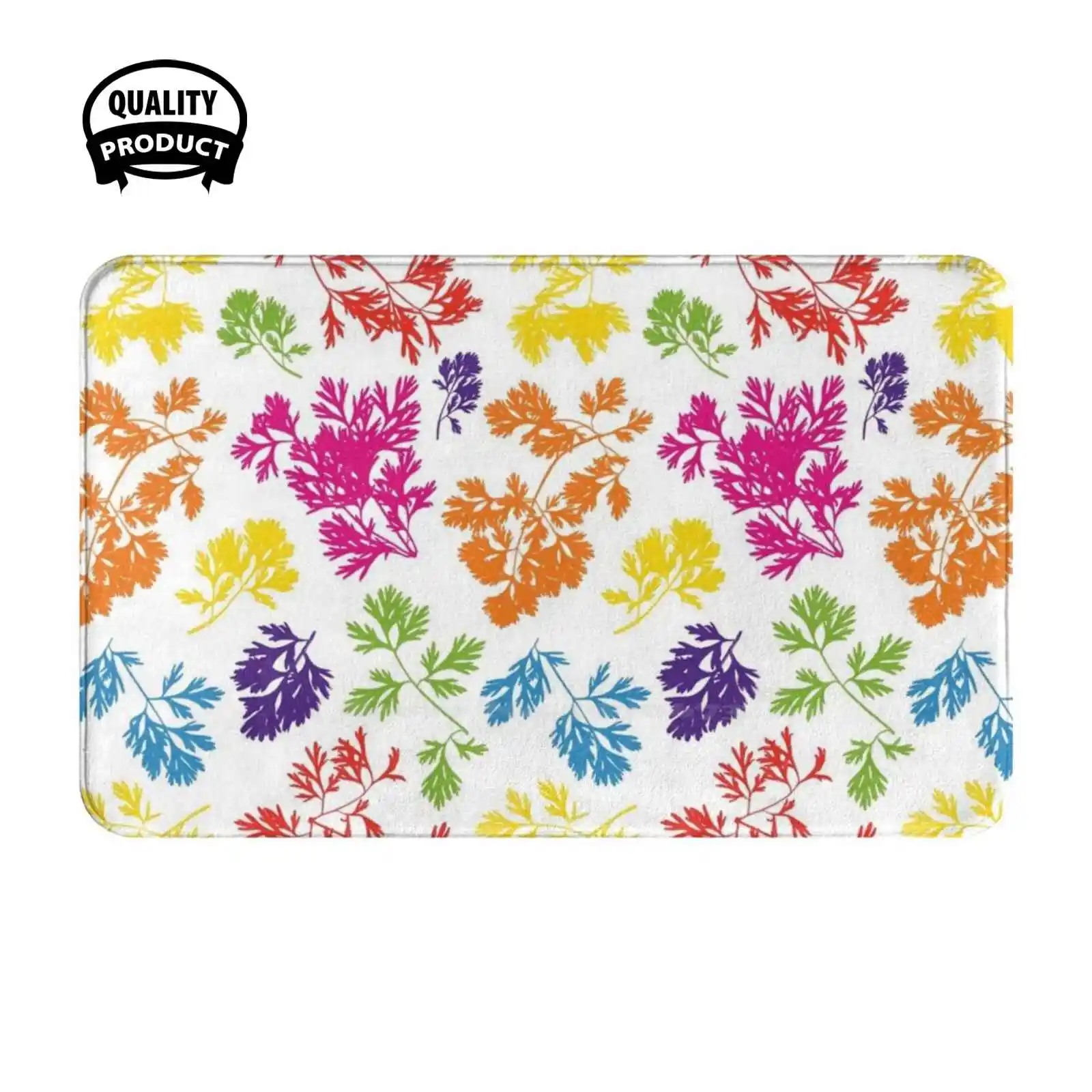 Colourful Coriander Leaves Soft Cushion Home Carpet Door Mat Car Rug Pressed Coriander Leaves Colourful Wright