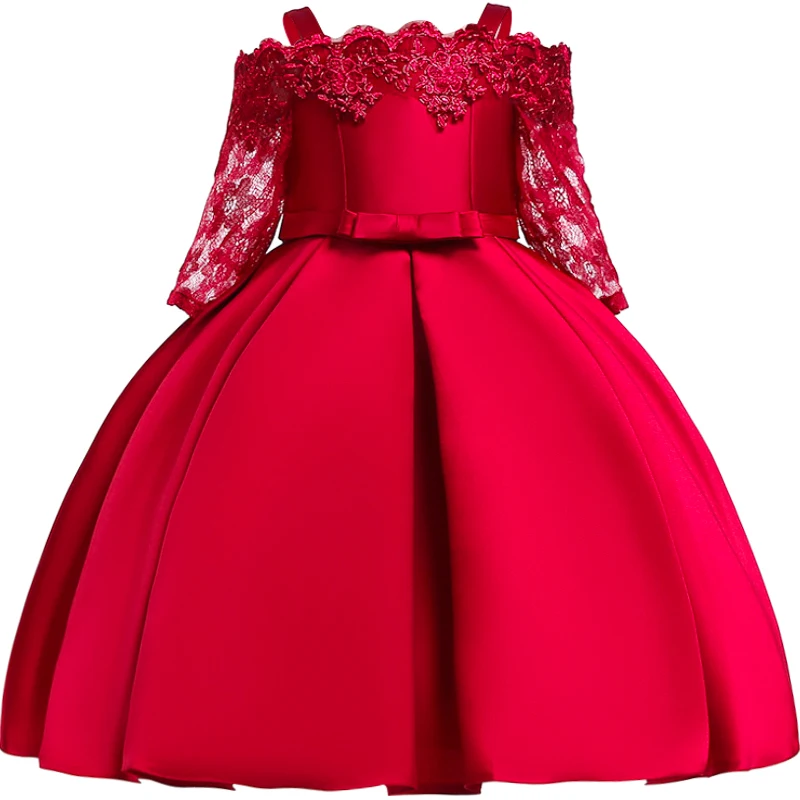 Sequin Satin Girls Dress Flare Sleeve Christmas Dress For Girls Pageant Tulle Kids Dresses For Girls Princess Dress Party Dress