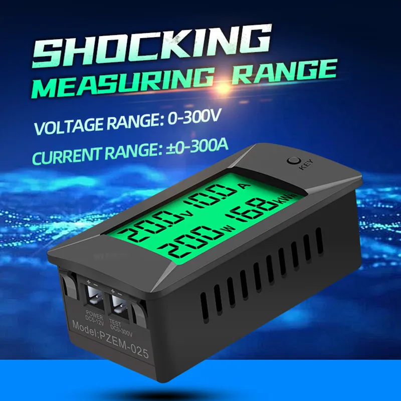 DC0-300V 100A 50A Digital Voltmeter Voltage Power Energy Meter LED Ampermeter Power Detector Multi-function Meter Built-in Shunt