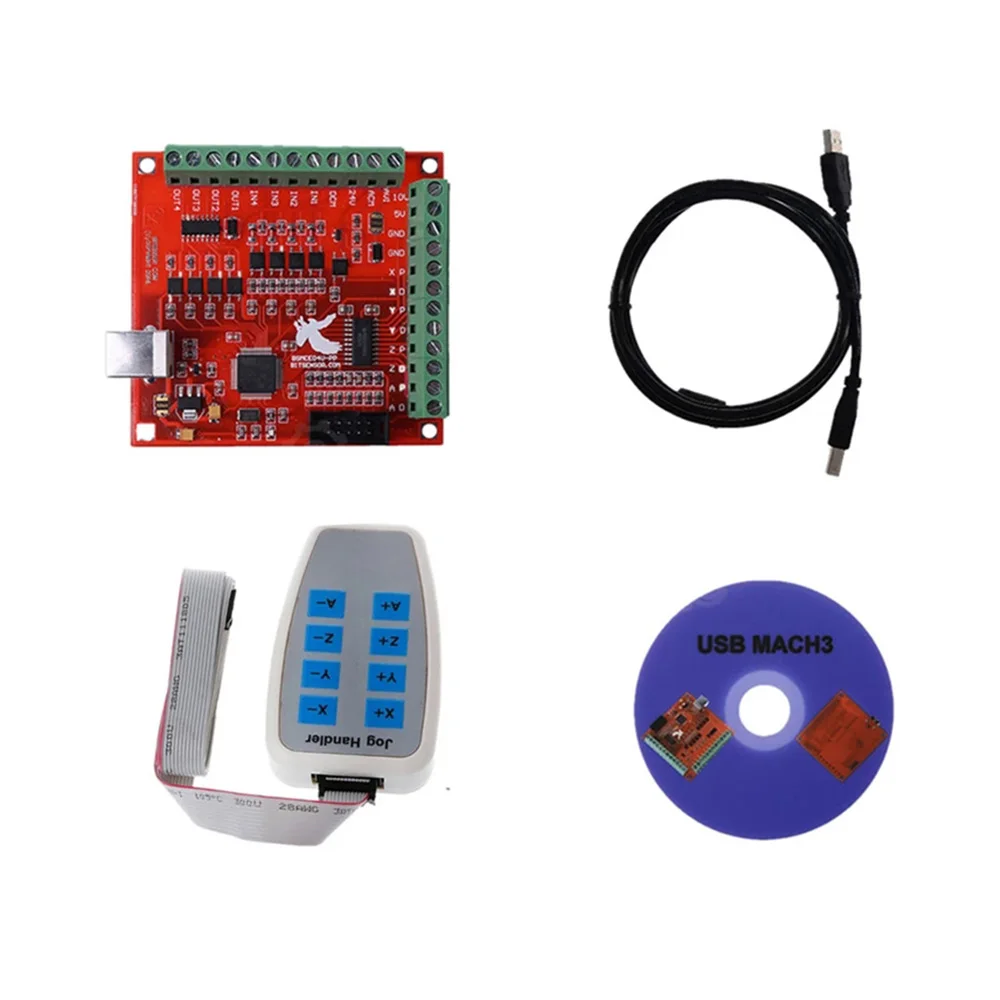 CNC USB MACH3 100Khz Breakout Board 4 Axis Interface Driver Motion Card with Jog Handler