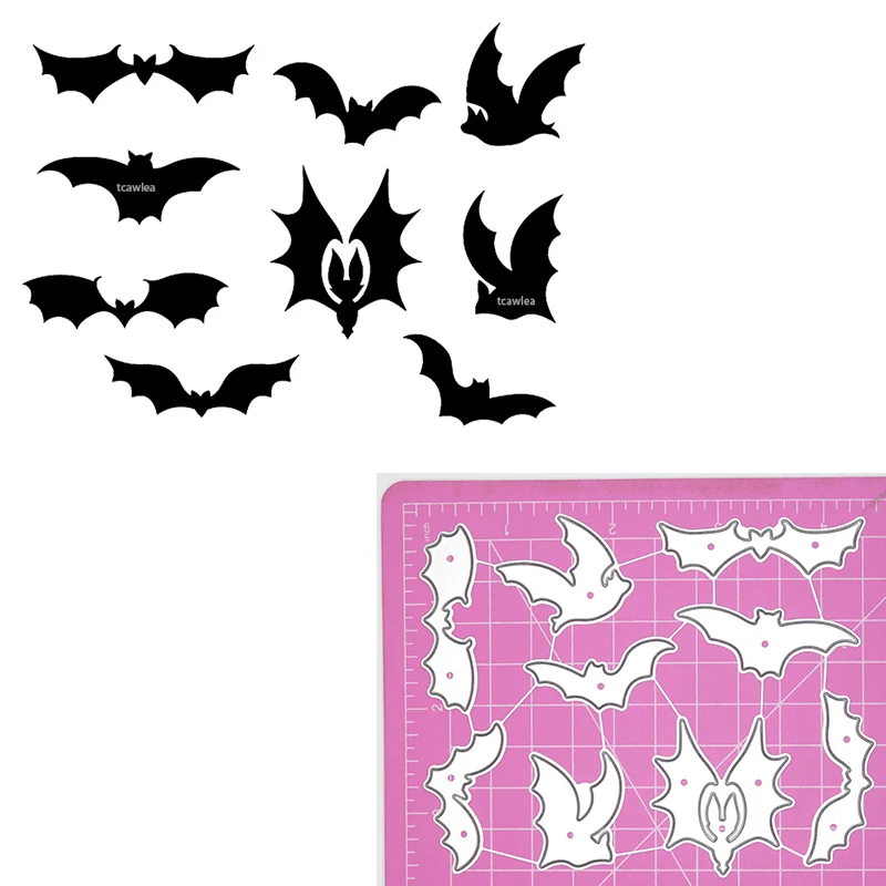 9Pcs Black Bats Metal Cutting Dies Halloween Set Stencil For DIY Scrapbook Trick or Treat Card Decor