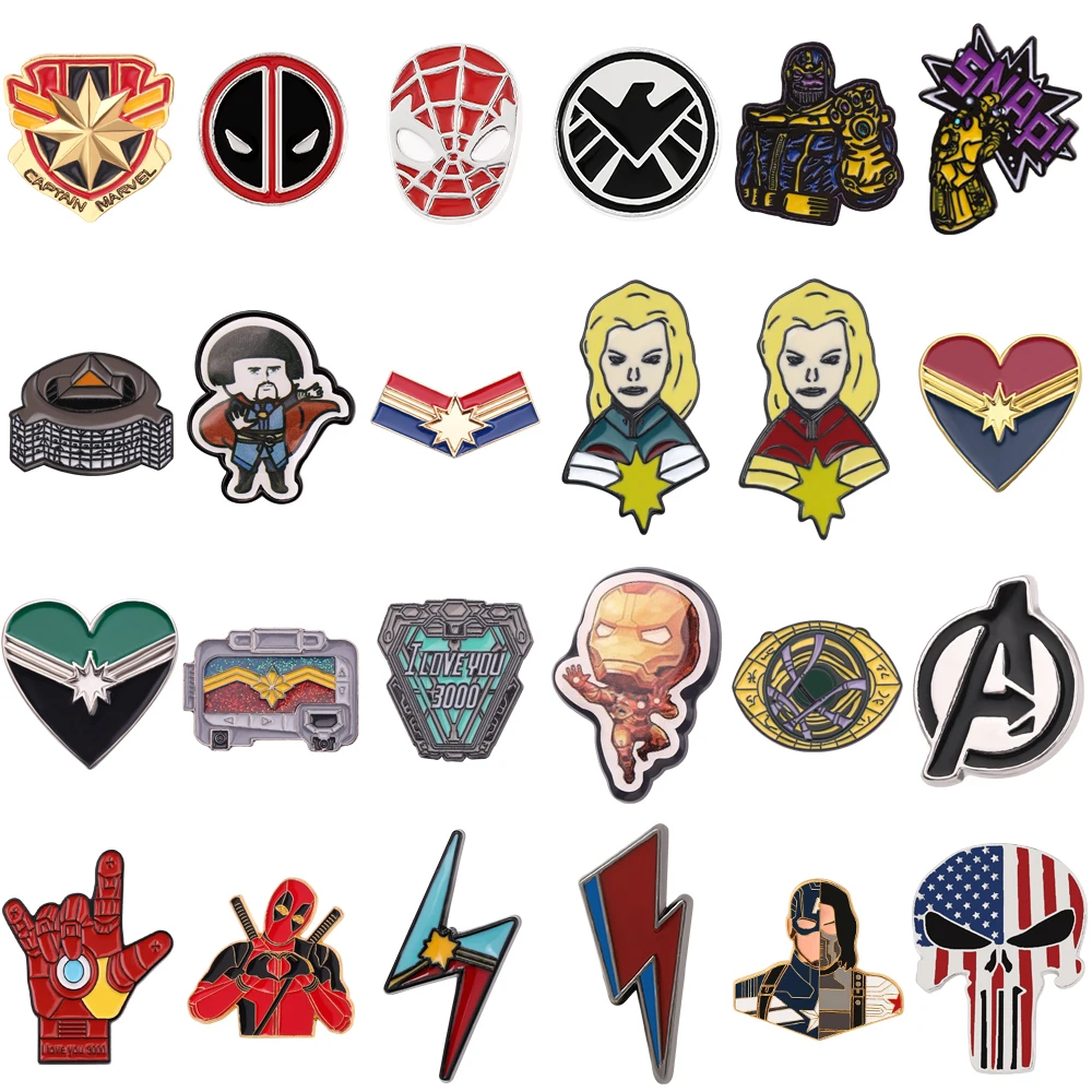 Marvel The Avengers Captain America Spider man Iron man Thanos Deadpool Cute Enamel Pins and Brooches for Women Lapel Pin