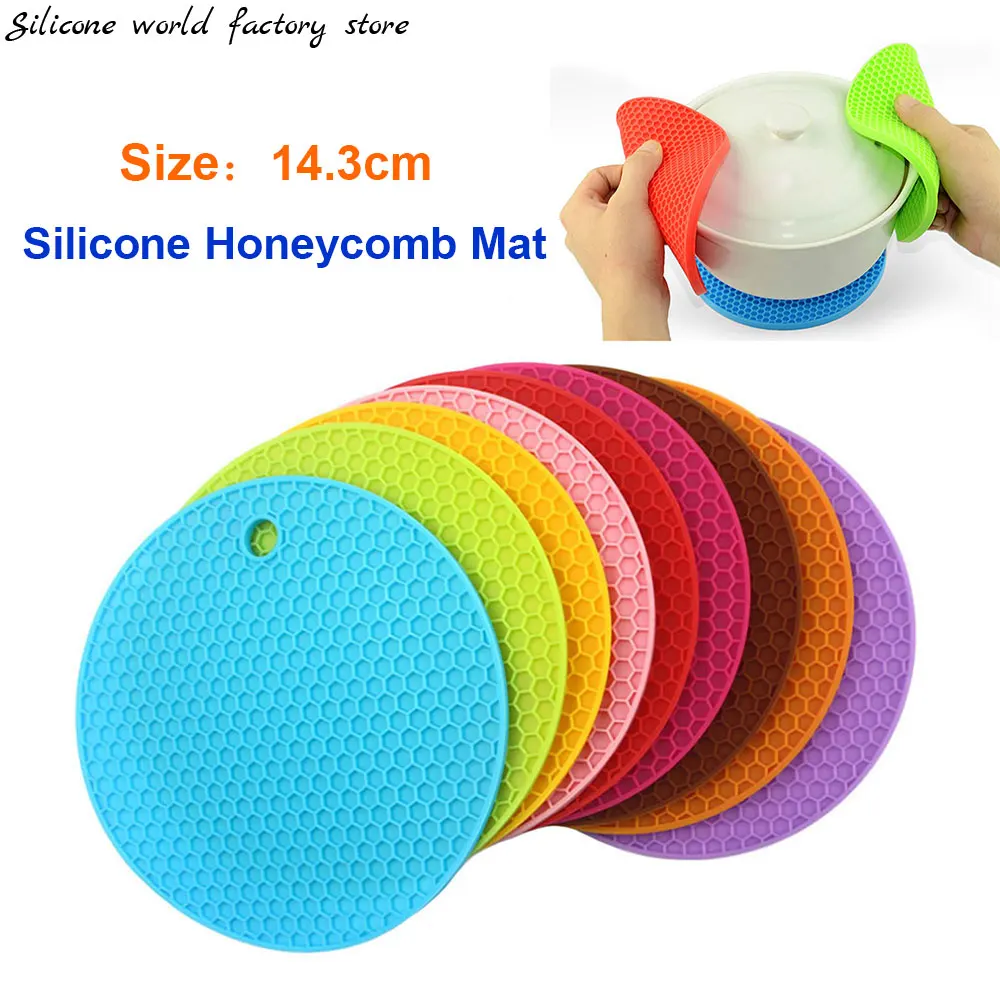 Round Heat Resistant Silicone Honeycomb Mat Drink Cup Coasters Non-slip Pot Holder Table Placemat Kitchen Tools Accessories