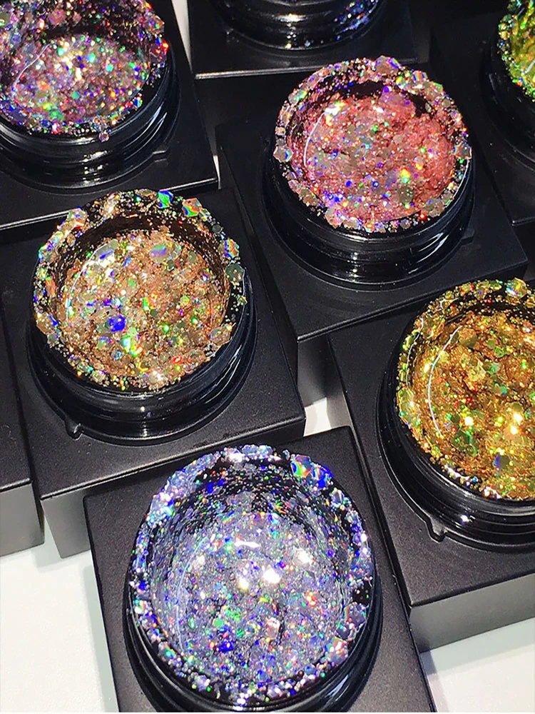 24 farbe Korea Glitter Gel Nagellack Pailletten Bunte Nagel Explosion Kleber Helle Reflektierende Diamant Kleber Lack Nail art Werkzeuge