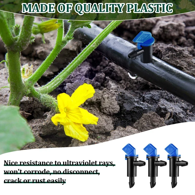 Drip Emitter Garden Flag Irrigação Dripper, árvores e shubs, Azul Preto, 2GPH, 60 pcs