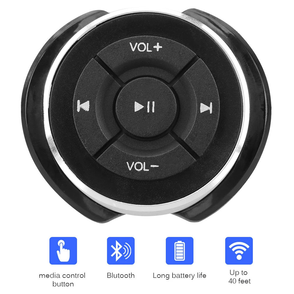 Auto Stuurwiel Draadloze Afstandsbedieningen Motorfiets Bluetooth Media Volume Knop Voor Ios Android Telefoon Tablet