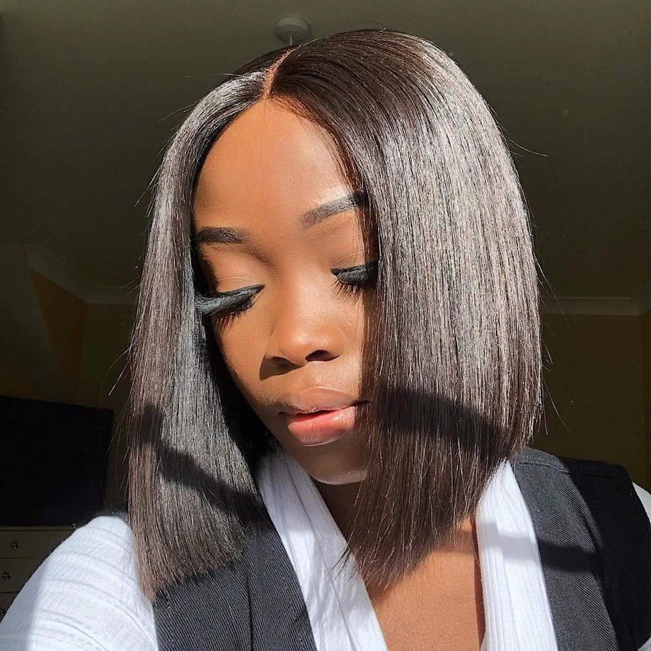 

Short Bob Straight Human Hair Wigs For Women Lace Front Human Hair Wigs 4X4 Brazilian Preplucked Lace Frontal Wigs
