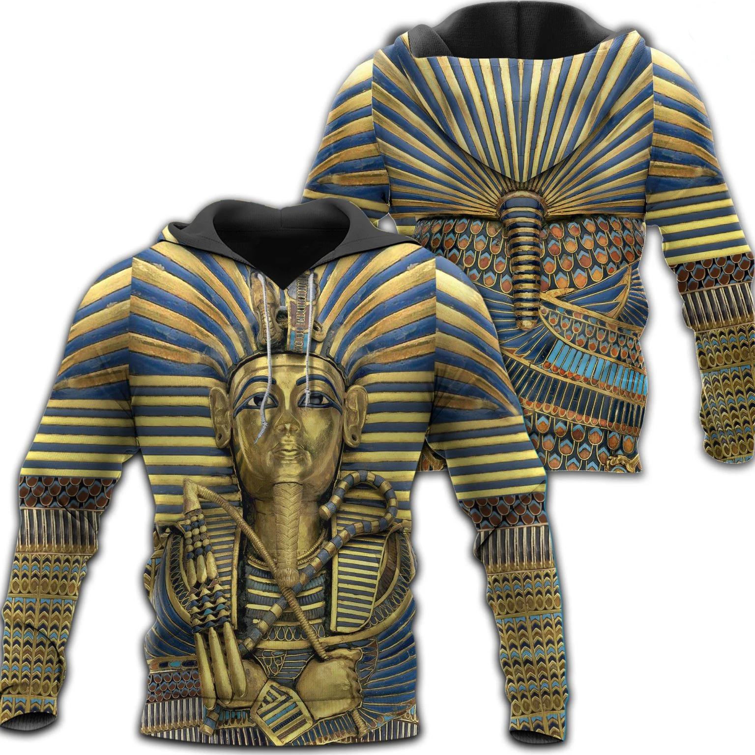 Ai Cập Vua Tutankhamun Nghệ Thuật 3D Trên Toàn In Hình Nam Áo Bông Tai Kẹp Thời Trang Áo Unisex Casual Áo Thun Chui Đầu KJ031