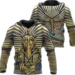 Egipt król Tutankhamun Art 3D wszystko nadrukowane męskie bluza z kapturem Harajuku moda bluza Unisex luźny pulower KJ031