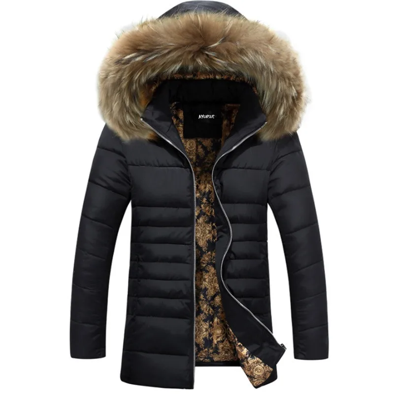 

Coat Winter Men 2023 Down Cotton Padded Man Coat Thick Outwear Winter Jacket Men Hood Faux Fur Collar Plus Size Campera HJ545