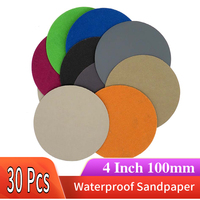 30PCS 4Inch 100MM Waterproof Sandpaper Hook and Loop Sanding Discs Silicon Carbide 60 to 10000 Grits for Polishing & Grinding