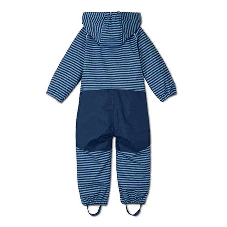 children/kids/boys softshell jumpsuit, windproof/waterproof romper, boys overalls, blue stripe, size 74 to 116