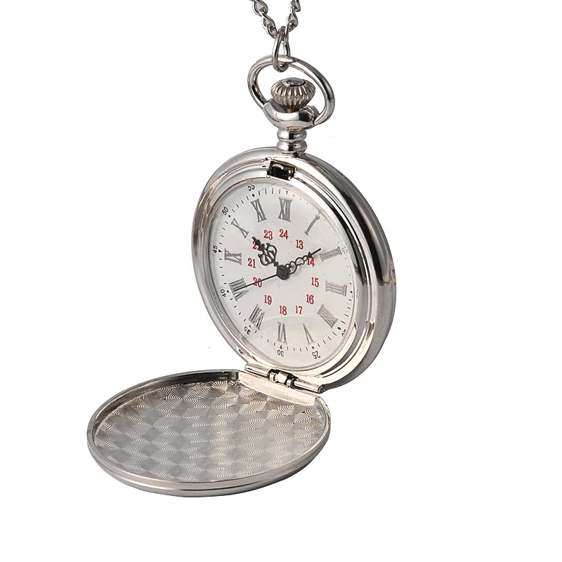 FOREVER-reloj de bolsillo de cuarzo con letras para mujer, accesorio de pulsera de Bolsillo grande, plateado, con corona y collar, 8809