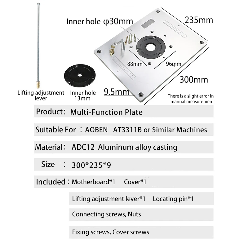 AOBEN Multifunzionale In Alluminio Router In Legno Da Tavolo Piastra di Inserimento per Elettrico Fresatura Guarnizioni Macchina Lavorazione Del