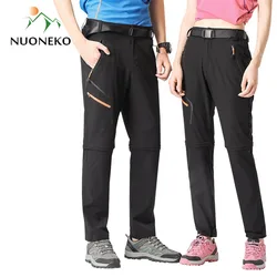 NUONEKO-pantalones de senderismo de alta elasticidad para hombres y mujeres, pantalones de pesca de secado rápido, extraíbles, protección UV para acampar, PN52