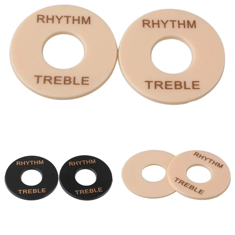 2 X Black Toggle Switch Name Plate Rhythm Treble Ring for Guitar