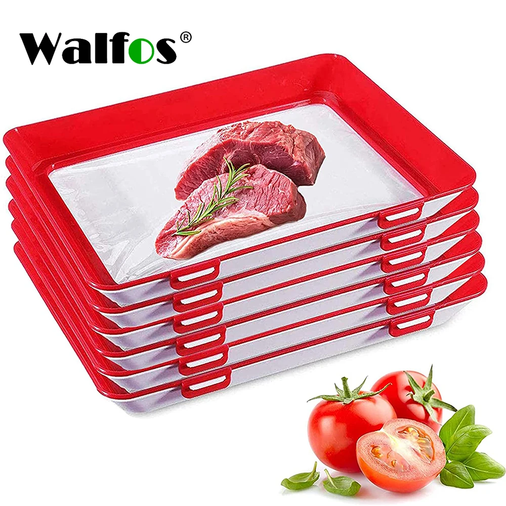 WALFOS Creative Food Preservation Tray Stackable Food Fresh Tray Magic Elastic Fresh Tray Reusable Food Storage Container