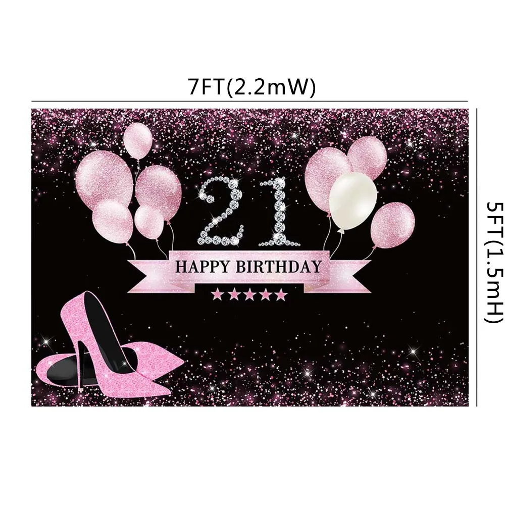Фон для фотографий «милый 21-й день рождения», блестящий розовый фон на высоких каблуках с воздушными шарами для взрослых и женщин, декор для дня рождения, фотобудка