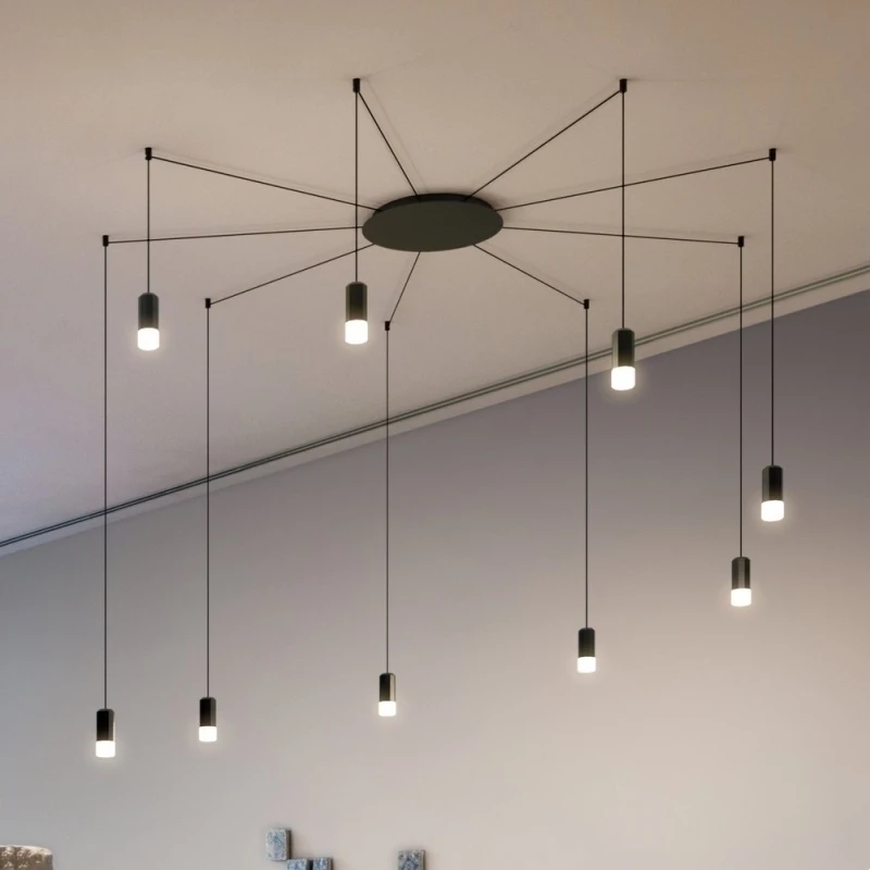 

Retro black pendant light design LED G9 Long Rope spider suspension Living Room Home Decor kitchen linear pendant light