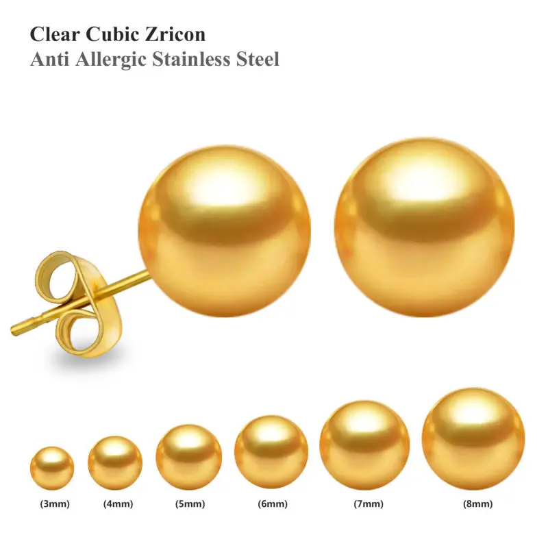 LUXUKISSKIDS 6Pairs/Box Stainless Steel Round Ball Stud Earrings Set Pendientes Women High-Polish Trendy Jewelry Piercing Bulk