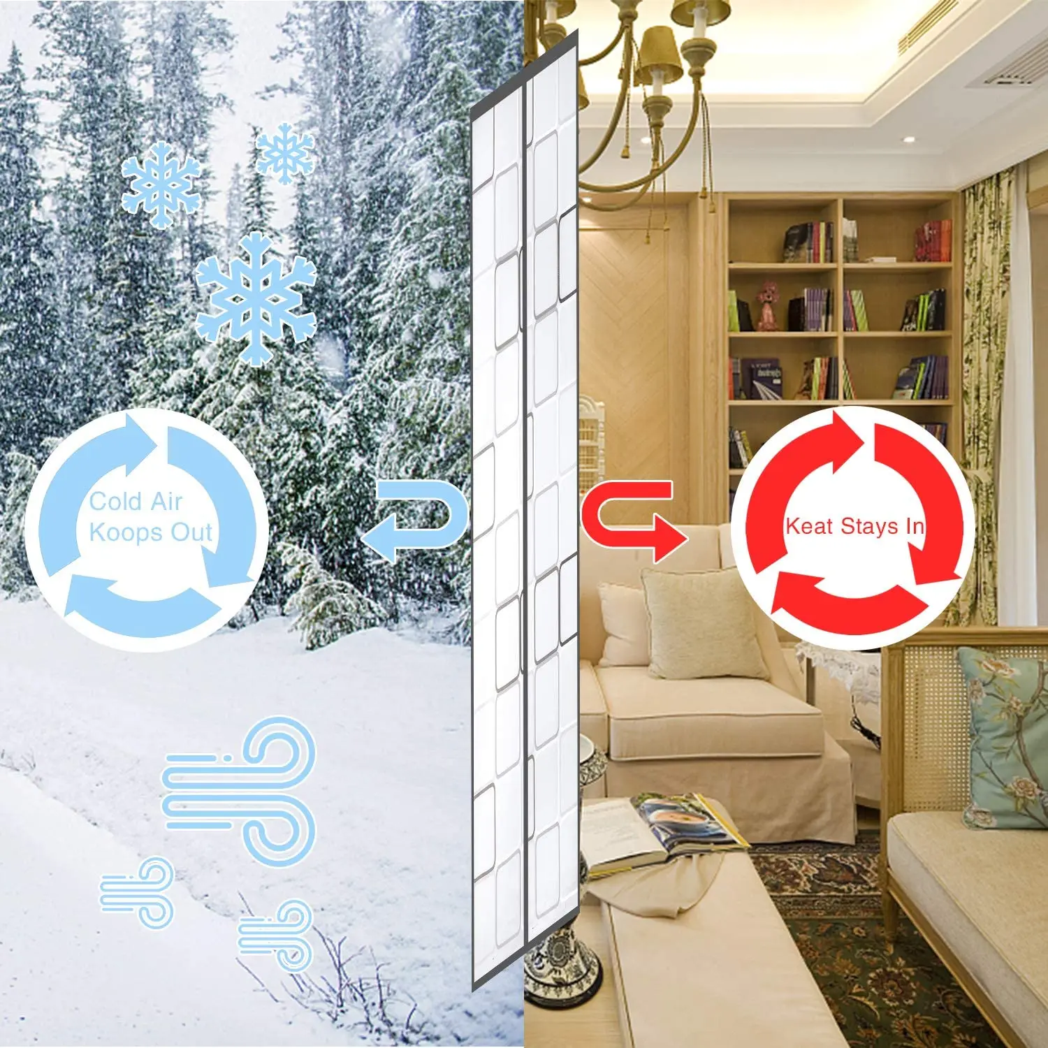 Windproof Heat-Insulating Window Curtain, Thermal Insulation Film, Bedroom Partition, Keep Warm in Winter