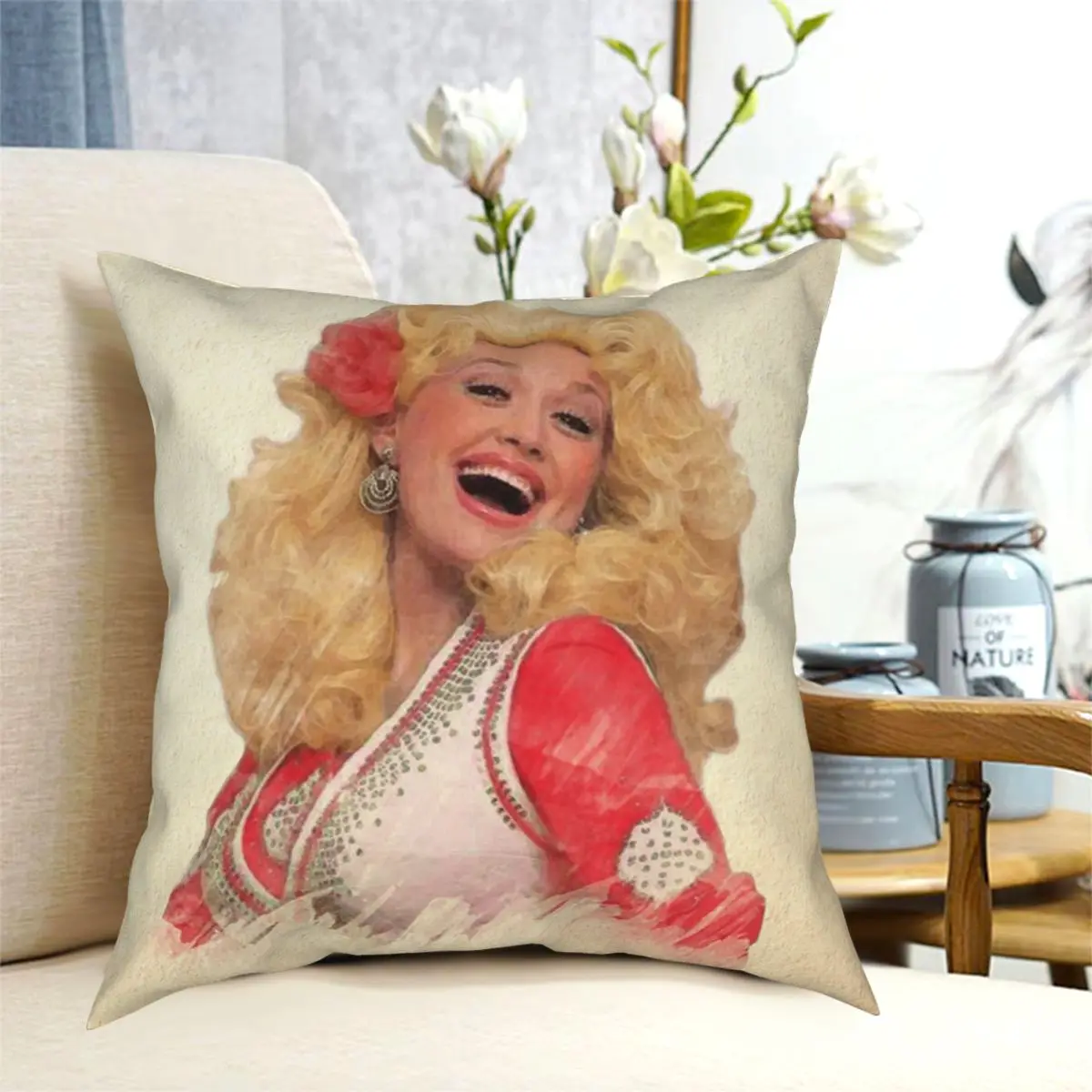 Dolly Parton Watercolor Square Pillowcase Polyester Creative Zip Decorative Pillow Case Car Cushion Cover 18