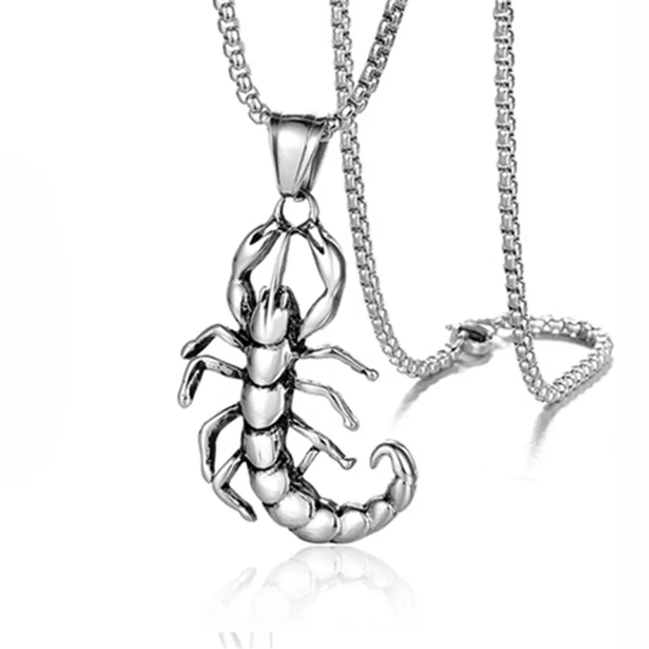 Cool Punk Scorpio Scorpion Pendant Male Silver Color Stainless Steel Animal Necklace For Men/Women Fashion Jewelry Gift 2024