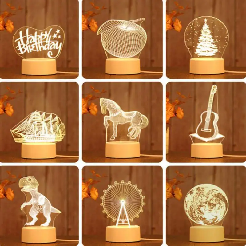 

Acrylic Night Lamp Cartoon Love Creative Gift Desk Lamp Children's Room Decoration 3d Table Lamps For Living Room