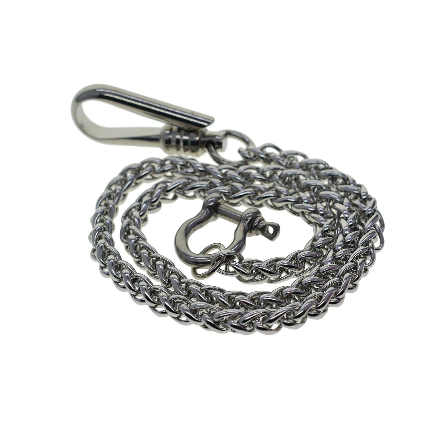 Stainless steel wheat wallet jean trousers biker chains chainmaille D shackle simple U 6mm wire hook fishhook connector