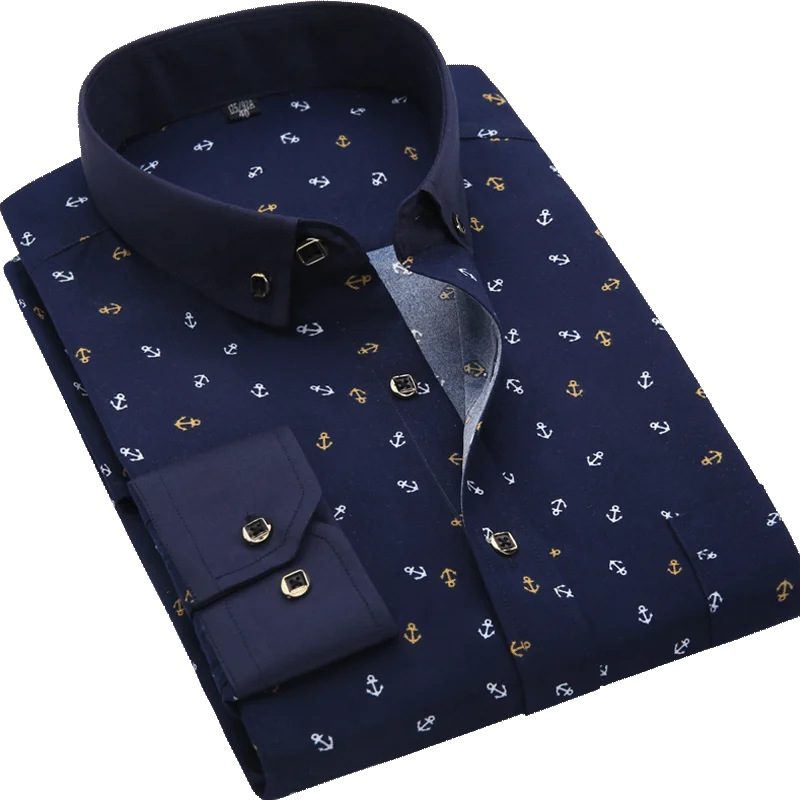 Camisa manga larga con estampado a cuadros para hombre, vestido masculino suave, 100% poliéster, con bolsillo, casual, cómodo, estilo floral a la