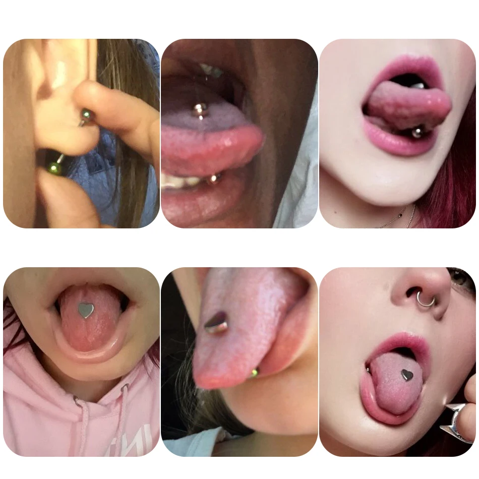 1PC Steel Heart&Ball Tongue Barbell Rings Langue Bar Tongue Piercing Sexy Nipple Ring Helix Earring Piercings Body Jewelry 14G
