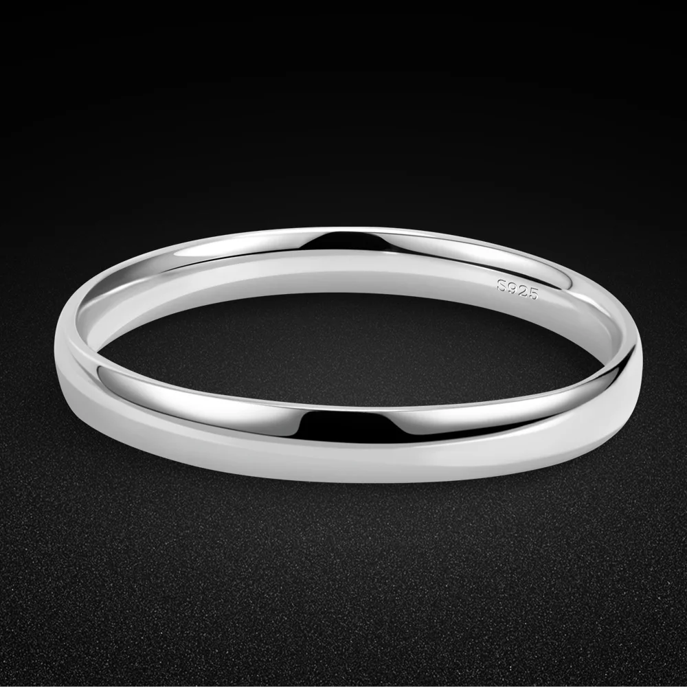 カジュアル光沢のあるラウンドバングル-925-スターリングシルバーブレスレット女性のクラシックチャームジュエリーバレンタインデーの誕生日パーティーギフト