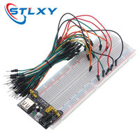 3.3V/5V MB102 Breadboard power module+MB-102 830 points Solderless Prototype Bread board kit +65 Flexible jumper wires DIY KIT