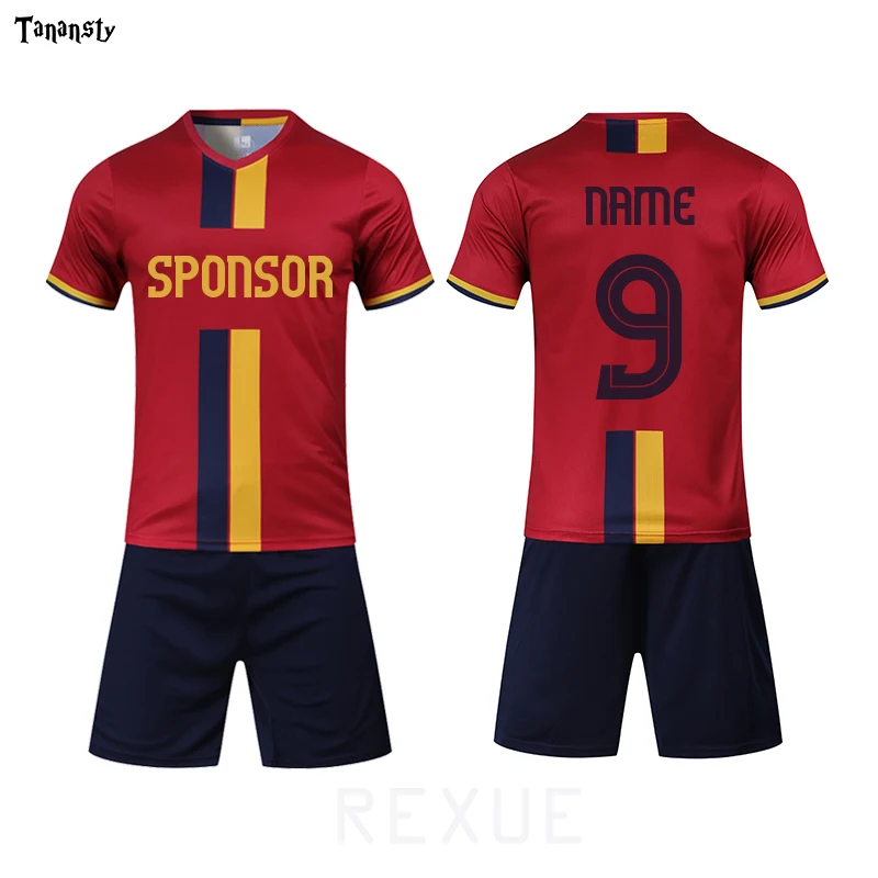 Men Kids Football Jersey Set Custom Sublimation Blanks Team Club Soccer Training Uniforms Summer Shirt Shorts Outfit Clothes