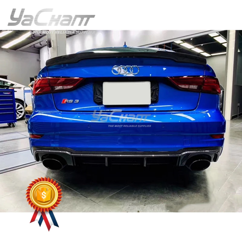 

Car-Styling Carbon Fiber Rear Under Bumper Lip Fit For 2017-2020 RS3 8V Facelift OE Style Rear Diffuser