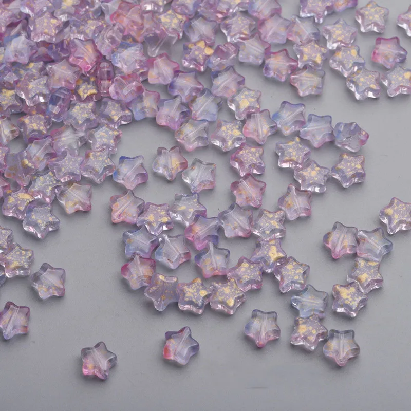 50PC/lot 8mm Frosted Gradient Color Star Beads Czech Glass Loose Spacer Beads for Jewelry Making Handmade Diy Accessories