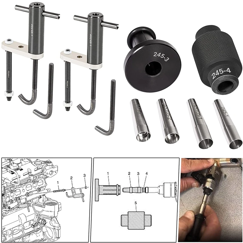 GM245 Fuel Injector Seals Tool For Subaru & EN-49248 Injector Rail Assembly Remover for Cadillac, Saturn, Pontiac and Chevrolet